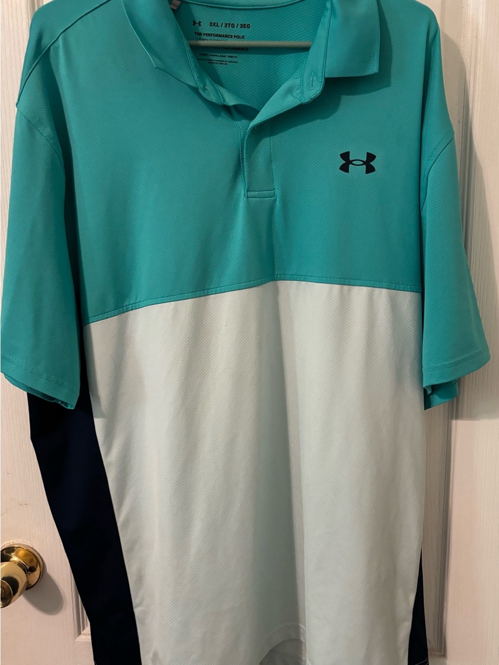 Under Armour Men’s Teal and White Colorblock Performance Polo